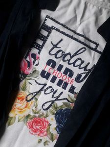 Floral Graphic Tee with Black Shrug