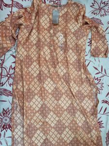 Pink N Golden A Line Kurta