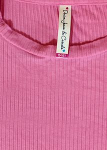 Cute Pink Ribbed Body Hugging Cropped Tee