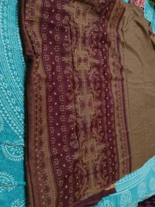 brown saree with blouse fix price 200