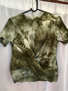 Green Ribbed Twisted Top