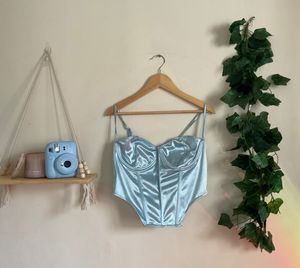 Satin Blue Corset Top🐋🧵