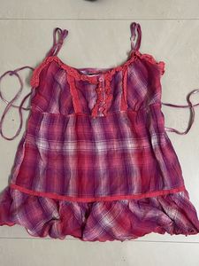 Pink Plaid Cami Top