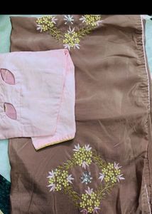 Embroidered Saree Chocolate Shade