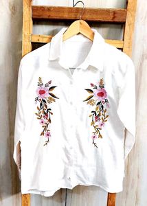 White Cotton Shirt Size-36