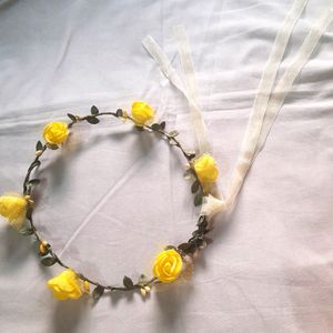 Yellow Floral &amp; Patels Tiara Hair Band Accessories