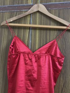 Red Satin Slip Dress