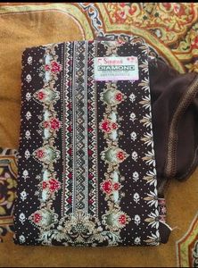 Brown Printed Dress Material