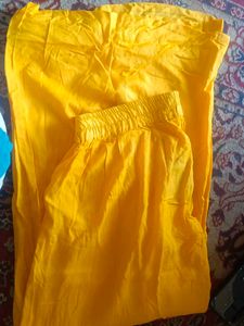Yellow Elastic Waist Pants