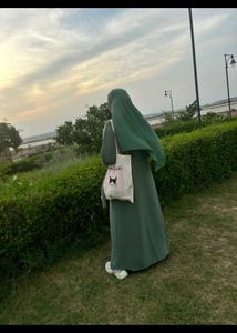 Aesthetic Green Abaya With Hijab