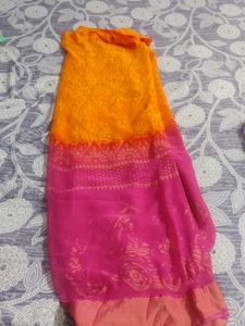 Dual Tone Orang &Pink Colour Saree 🌸✨🤍