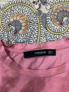 MADAME Cropped Pink Graphic Print Tee