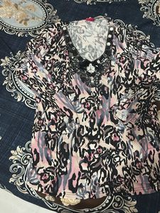 Patterned Top with Embellishments