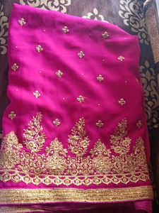 Pink Embroidered Saree