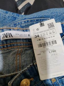 Zara High-waisted Blue Straight Fit Jeans