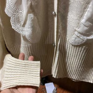 Elegant Ruffled Cardigan Sweater