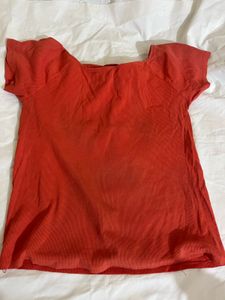 Coral Ribbed Tee