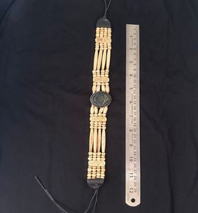 vintage bone beaded agate boho choker