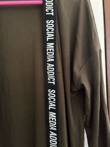 Olive Green &#34;Social Media Addict&#34; Cardigan