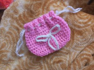 Crochet drawstring Pink Pouch