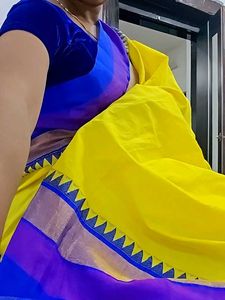 Elegant Yellow &amp; Blue Saree