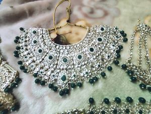 Bridal Jewelry Set - Silver &amp; Green