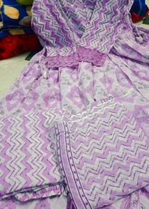 Lavender Printed Ethnic Gown