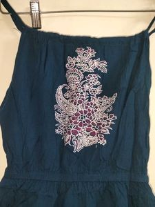 Sleeveless Blue Embroidered Short TOP/kurti