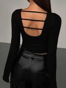 Black Long Sleeve Crop Top