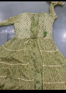 Olive Green Embroidered Dress