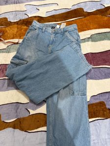 Light Wash Denim Cargo Pants