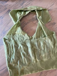 Green Knit Halter Top