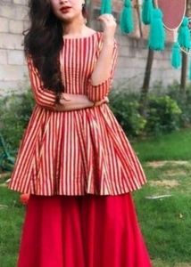 Short Kurti Dress With Plazo Set