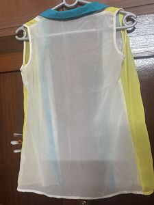 Sheer Colorful Button Down Top