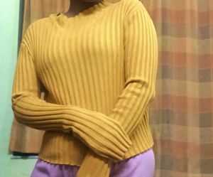Mustard Ribbed Knit Sweater