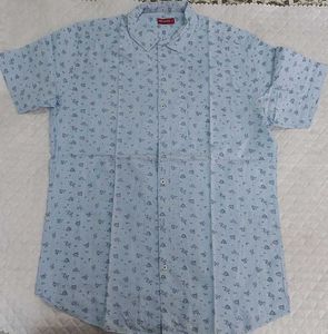 Blue Printed Casual Shirt