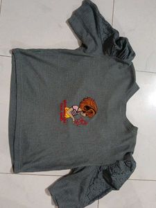 Gray Graphic Print Top