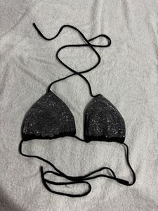 Sparkly Silver Bikini Top
