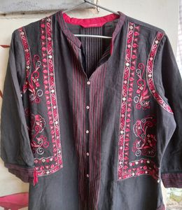 Jacket Embroidered Black Kurta