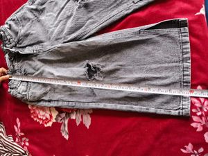 girls wide leg torn slit jeans