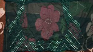 Bottle Green Unstitched Lehanga.