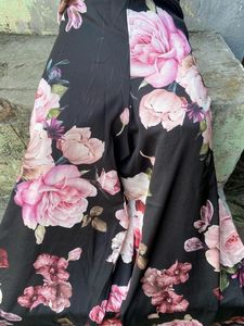 Black Crepe Floral Printed Plazo