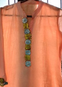 Peach Kurta Set With Garara