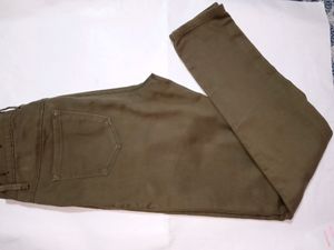 Olive green jeans pant for girls