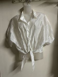 White Tie Front Blouse
