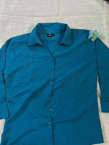 Teal Button-Up Blouse - Size L