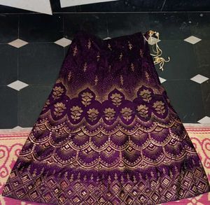 Purple Velvet Embroidered Skirt
