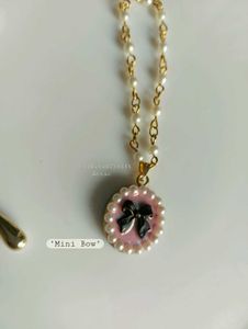 Retro French Style Bow Charm Necklace