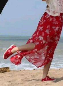 Chiffon Long Skirt With Side Slits
