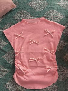 BOW DETAILED RUCHED TOP🎀